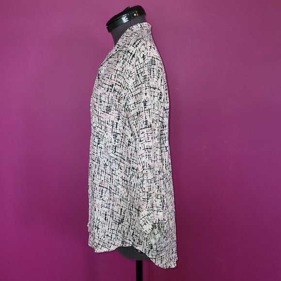 Jones New York Abstract White, Pink & Black Blouse Size Small - Picture 4 of 7